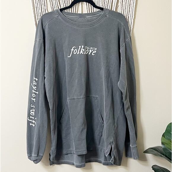 Taylor Swift Rare Folklore Album Grey Sweatshirt L - Picture 1 of 8